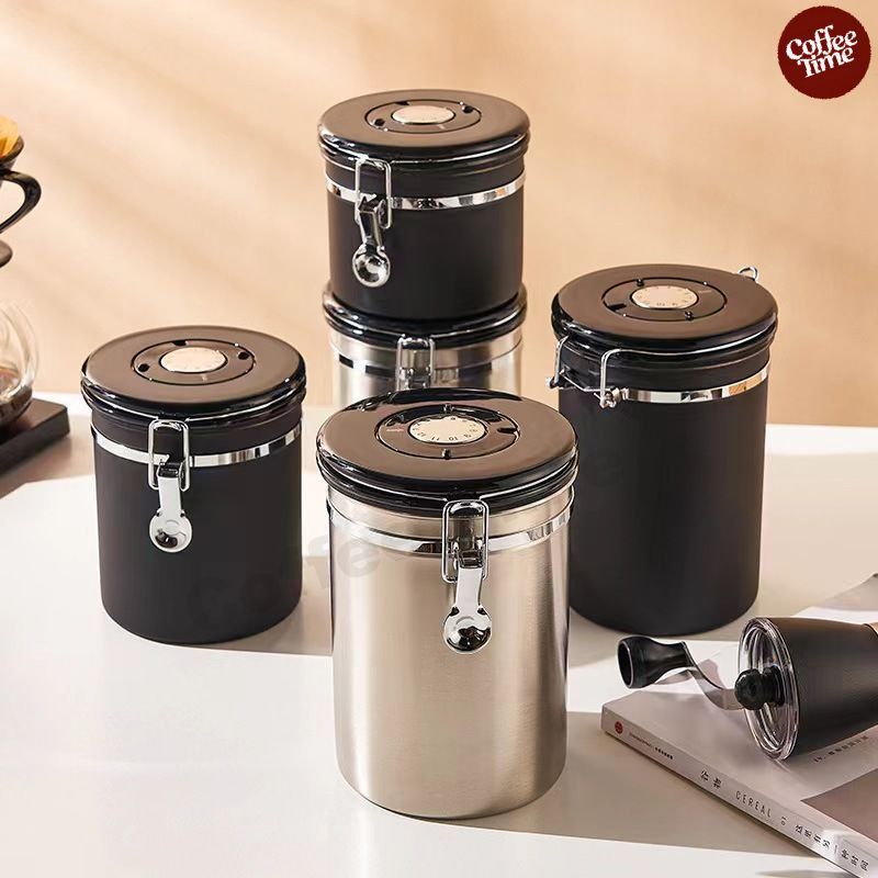 โถเก็บเมล็ดกาแฟ สูญกาศ กันความชื้น 500/700 กรัม CoffeeTimeShop