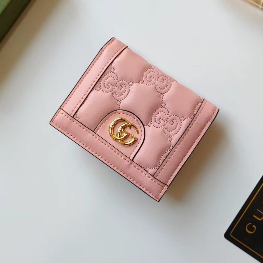 ในสต ็ อก, Gucci, Pink Quilted Leather Zero Wallet, Card Bag