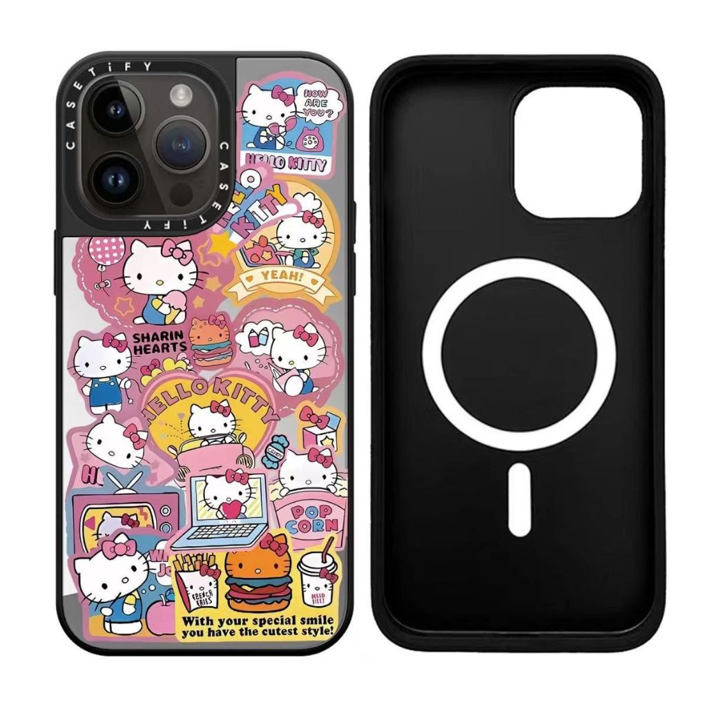 Casetify Hello Kitty เหมาะสําหรับ iPhone 15 Pro Max 14 Pro Max 13 Pro Max 12 Pro Max 11 เคสโทรศัพท ์ กระจกแม ่ เหล ็ ก