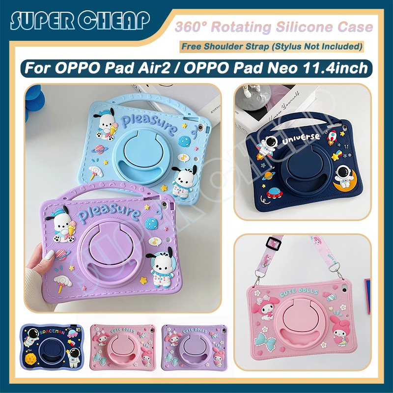 เคส สําหรับ OPPO Pad Air2 11.4 นิ้ว OPPO Pad Neo 2024 360° เคสซิลิโคน หมุนได้ กันกระแทก