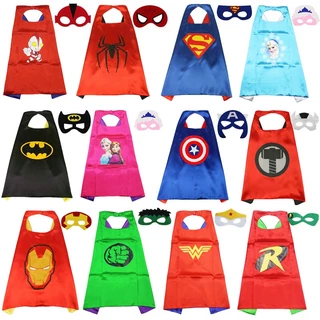 Spider สไตล์ Superhero Cape + ชุดหน้ากาก Red & Blue Hero คอสเพลย์เสื้อคลุมผู้ใหญ่เด็กการ์ตูนเครื่องแต่งกายสําหรับปาร์ตี้ฮาโลวีน