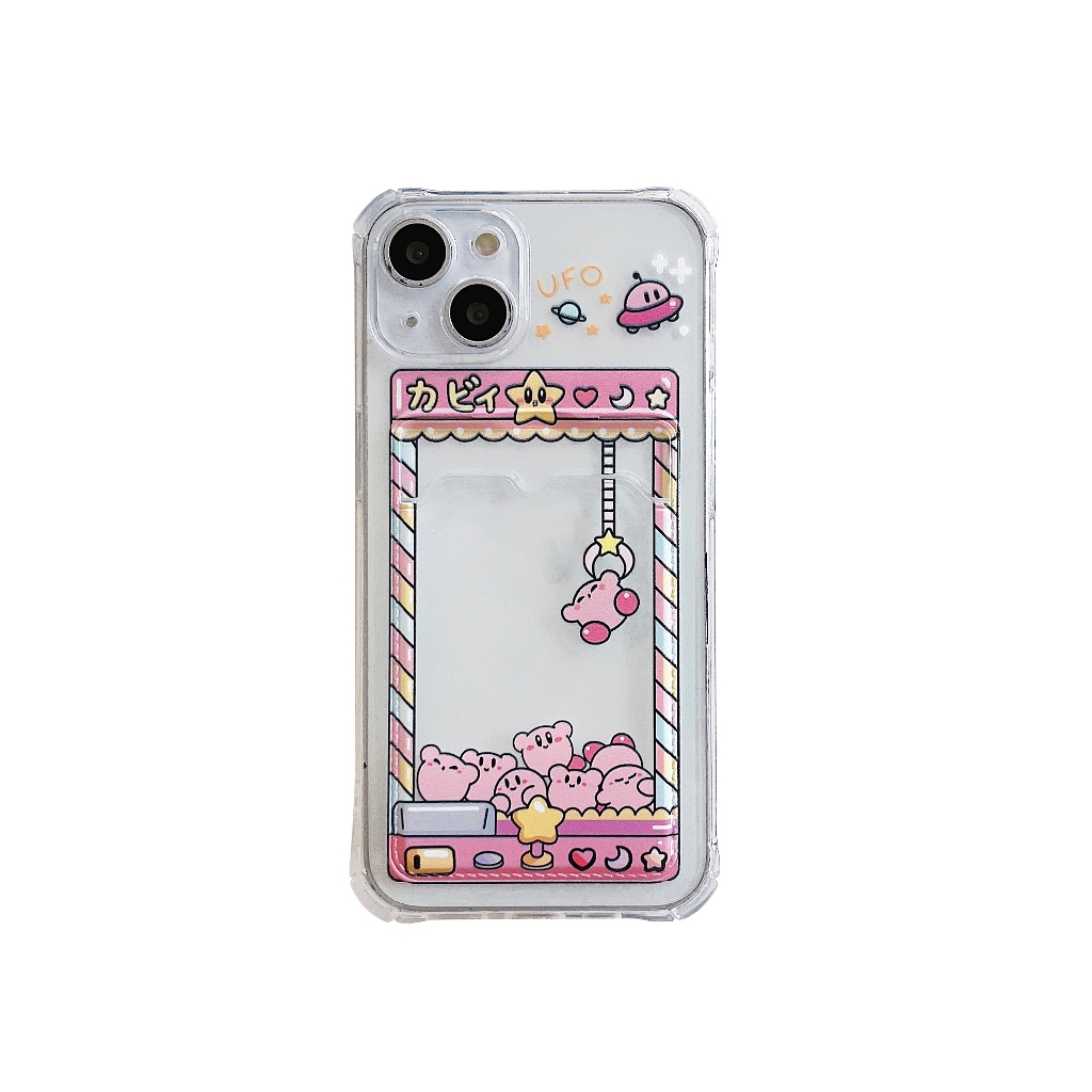Star Kirby สําหรับ iPhone 17Promax ฝาครอบโทรศัพท์พร้อมผู้ถือบัตร 16Pro 13 กันกระแทก iPhone กรณีใช้งานร่วมกับ iPhone 17 16 15 14 13 12 11