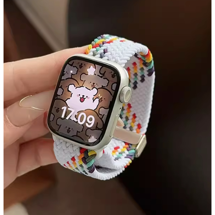 Colorful Dopamine Watchband สาย i watch Strap Series 10 9 8 7 6 5 4 3 2 1, SE,SE2,Ultra Strap Size 38m 40mm 41mm 42mm 44mm 45mm 49mm Handmade Replacement i Watch Strap Loop