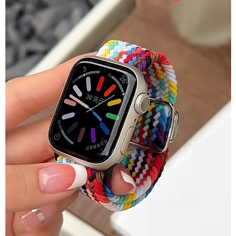 Colorful Dopamine Watchband สาย i watch Strap Series 10 9 8 7 6 5 4 3 2 1, SE,SE2,Ultra Strap Size 38m 40mm 41mm 42mm 44mm 45mm 49mm Handmade Replacement i Watch Strap Loop