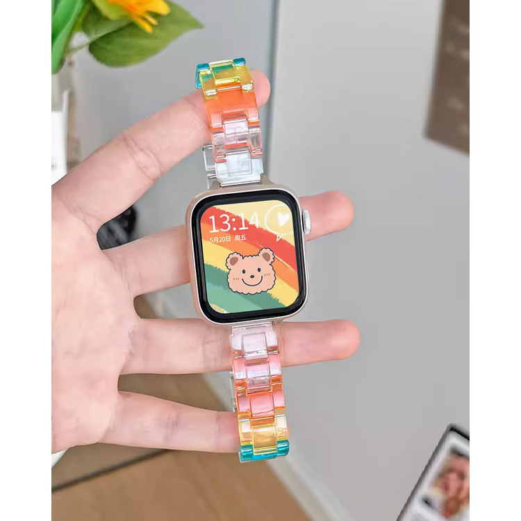Colorful Dopamine Watchband สาย i watch Strap Series 10 9 8 7 6 5 4 3 2 1, SE,SE2,Ultra Strap Size 38m 40mm 41mm 42mm 44mm 45mm 49mm Handmade Replacement i Watch Strap Loop
