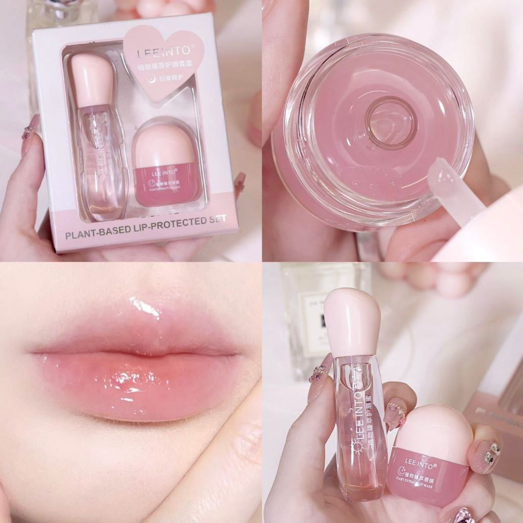 สารสกัดจากพืช Day Night Lip Glaze Box Day Night Sleep Repair Fade Lip Lines Moisturizing Lip Set Box