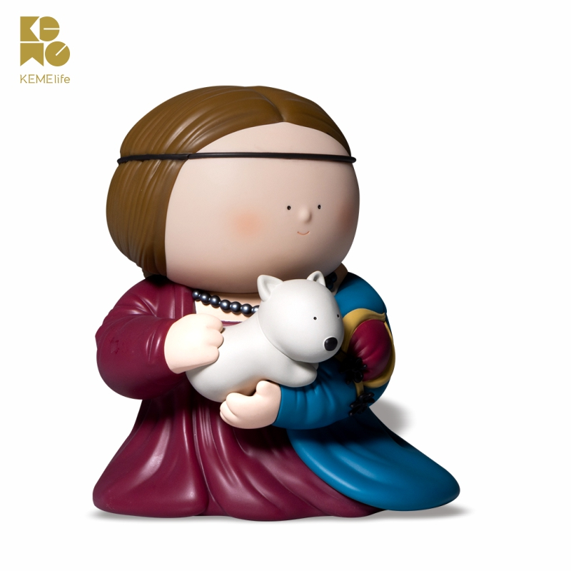 Kemelife Great Artist -Lady with a Ermine Table Decor Toys Advanced Desktop Home Decor ของขวัญระดับไฮเอนด์ เครื่องประดับศิลปะ งานปาร์ตี้ตามฤดูกาล น่ารัก และสไตล์อบอุ่น -lite