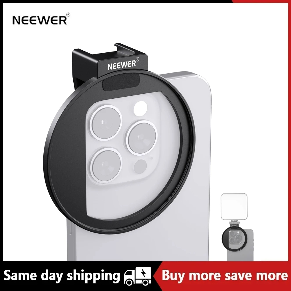 Neewer LA006 อัพเกรด 67 มม.โทรศัพท์กรองพร้อมรองเท้าเย็น Mount ขอบโค้งสําหรับ iPhone 15 Pro Max สําหรับ Samsung S22 S23