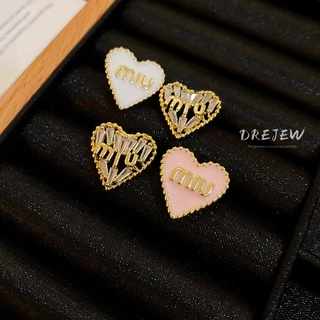 DREJEW เดรช 925 เงินเข็มเพทายจดหมายรักต่างหูขนาดเล็กสดและหวาน อิน ต่างหูอารมณ์แฟชั่นฤดูร้อนต่างหูอเนกประสงค์สําหรับผู้หญิง