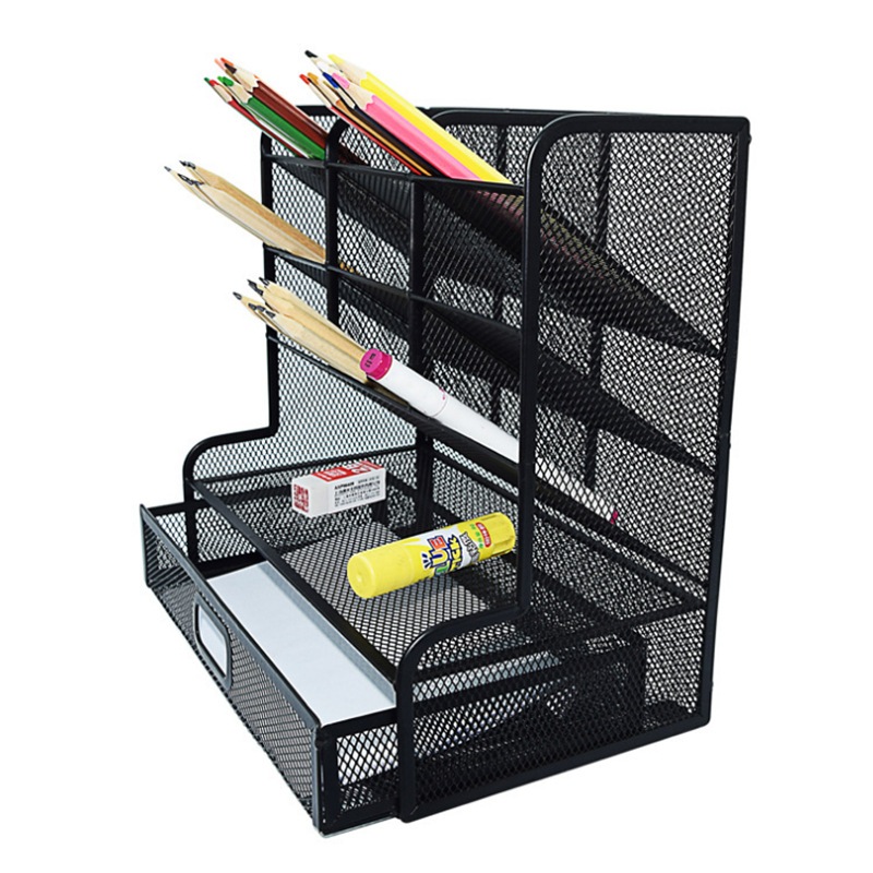 Formwell ตาข่ายปากกา Desktop Multi-Functional ที่ใส่ปากกาเครื่องเขียนอุปกรณ์เสริม Art Desk Organizer พร้อมลิ้นชักสําหรับสํานักงาน