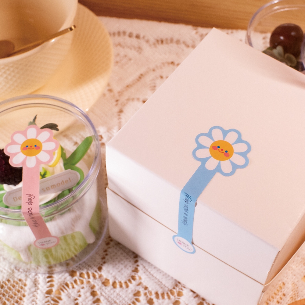 100 ชิ้น/แพ็คน่ารักดอกไม้รูปขอบคุณสติกเกอร์ทําด้วยมืออบเค้กบรรจุภัณฑ์ตกแต่งฉลากติดด้วยตนเองปิดผนึกสติกเกอร์ - รูปที่ 7