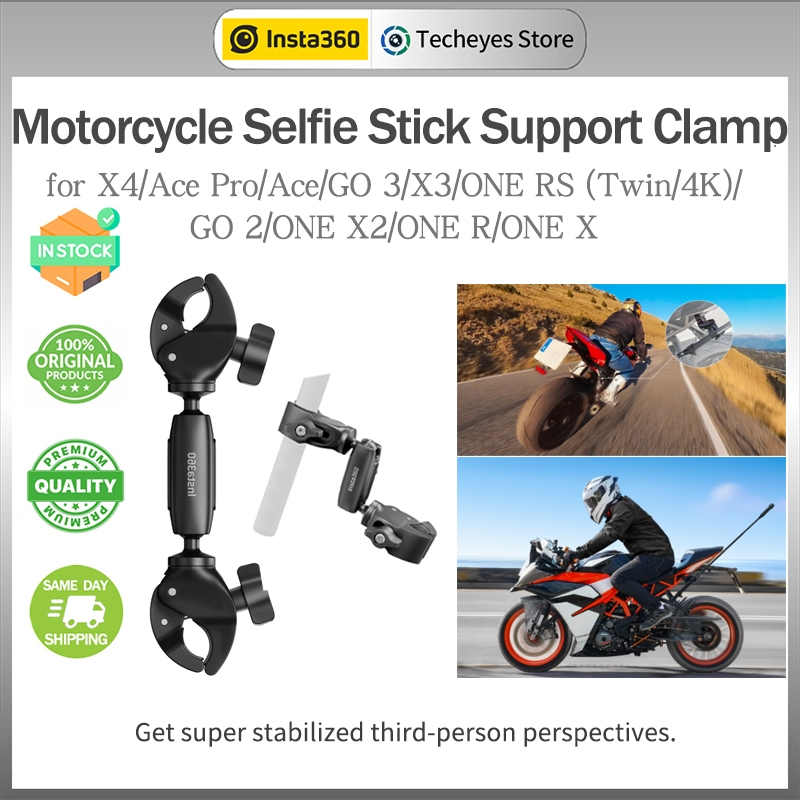 Insta360 Motorcycle Selfie Stick Support Clamp for X4/Ace Pro/Ace/GO 3/X3/ONE RS (Twin/4K)/GO 2/ONE X2/ONE R/ONE X