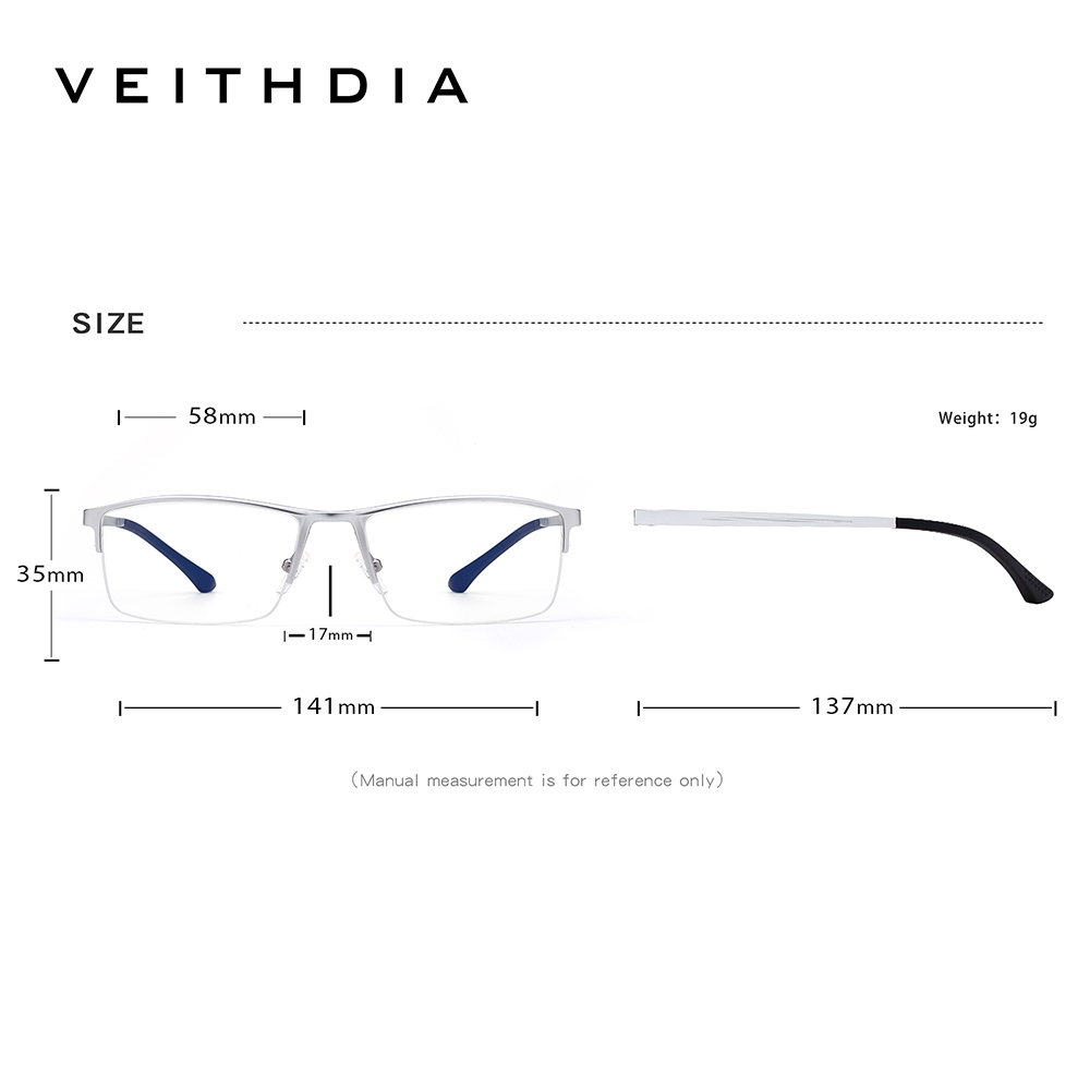 Veithdia نظارة بفلتر أزرق نصف إطار ألومنيوم ماغنسيوم — صورة 4