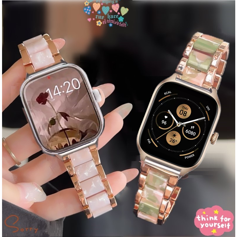 Elegant Resin Metal For Amazfit Bip 5 Strap / Amazfit Bip 3 pro / Amazfit GTS 4 mini/GTS 3 /GTS2/GTS/gts 2 mini/ bip 5 pro / Amazfit GTS4 / Amazfit bip u pro / Amazfit active Strap  Galaxy Watch 7 Strap Galaxy Watch FE /5 4 3/ Galaxy Watch 6 Strap