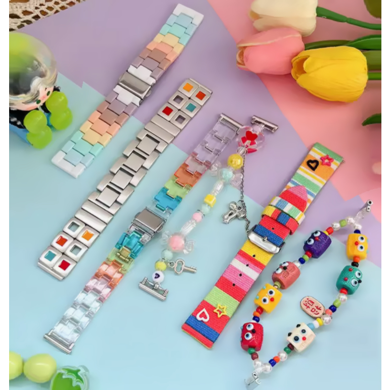 Colorful Dopamine Watch Strap สาย huawei watch gt4 Strap Huawei GT2 / GT2e  /GT3 / GT3 pro/GT2pro Huawei watch 4 สาย Huawei gt4 Strap Amazfit Bip 5 สาย Amazfit Bip 3 Pro , GTS2 , GTS3 , Amazfit GTS 4 mini, Strap Galaxy Watch 6 สาย Galaxy Watch 4 / 5 Strap