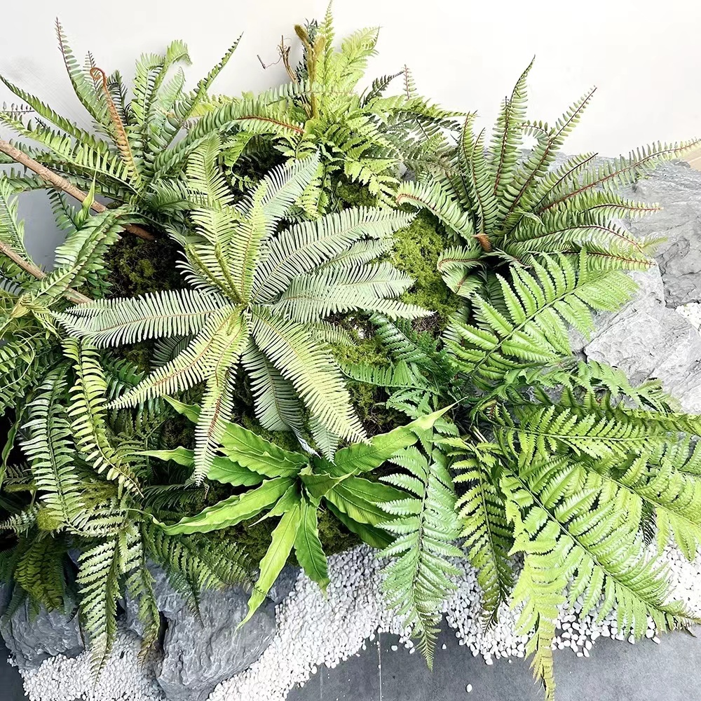 พืชเฟิร์นเทียม fern leaf boston เฟิร์นลูกไม้เงิน เฟิร์น pokok เฟิร์นปลอม พืชภูมิทัศน์คุณภาพสูงสําหรับตกแต่งภูมิทัศน์ ตกแต่งสวน รูปแบบการถ่ายภาพ