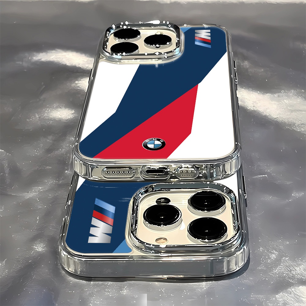 เคสโทรศัพท์ BMW พร้อมเคสนิ่มโลหะโปร่งใสเข้ากันได้กับเคส iphone 15 14 13 12 11 pro max mini XR XS se 7 8 เคสโทรศัพท์