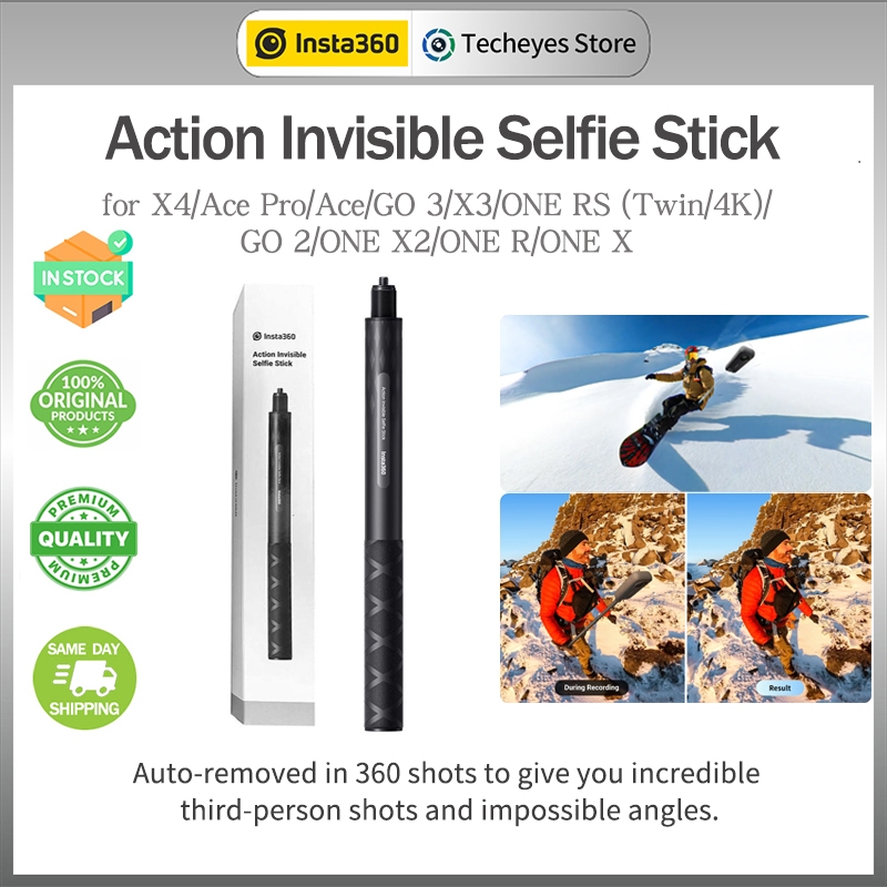 Insta360 Action Invisible Selfie Stick for X4/Ace Pro/Ace/GO 3/X3/ONE RS (Twin/4K)/GO 2/ONE X2/ONE R/ONE X