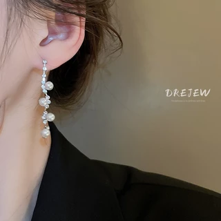 Drewjew choker สร้อยคอคลื่นเพชรมุกชุดเกาหลีแฟชั่นระดับไฮเอนด์ clavicle chain niche commuting เครื่องประดับสําหรับผู้หญิง