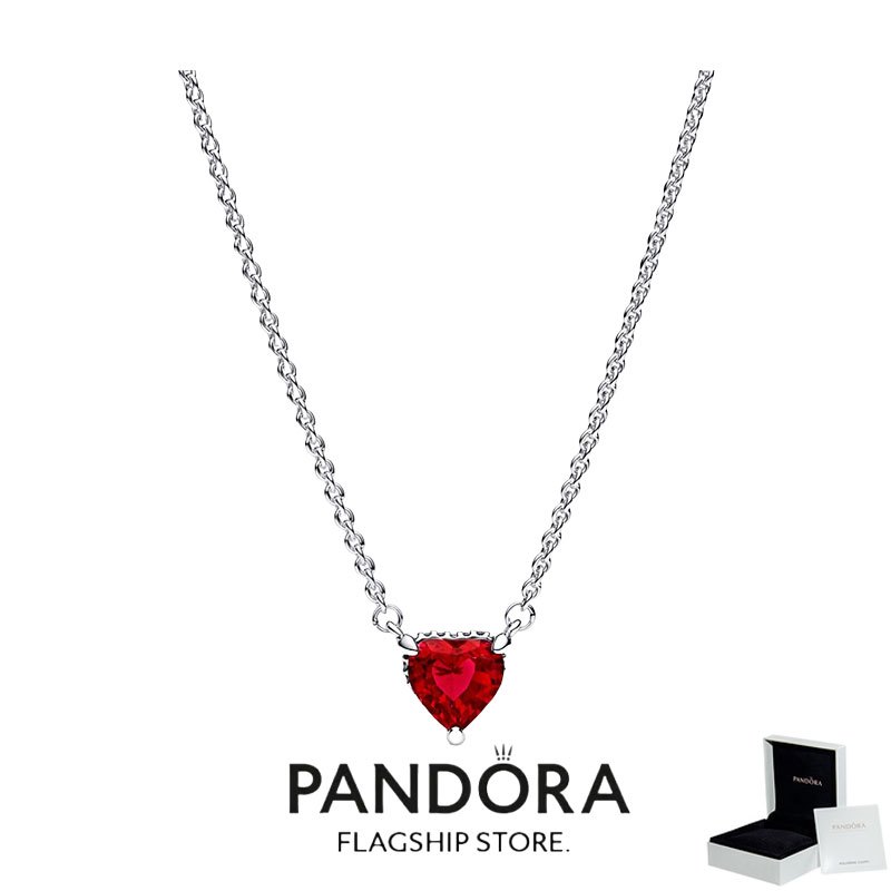100% PANDORA S925 เงินสเตอร์ลิงเครื่องประดับสร้อยข้อมือจี้ Sparkling Heart Halo Pendant Collier Necklace