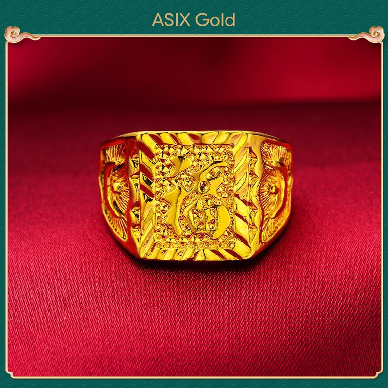 แหวน 24K Gold Plated Korean Gold 916 Bangkok Gold 18K Saudi Gold Blessinig แหวนสําหรับชาย ASIXGOLD