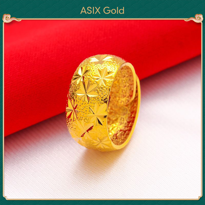 แหวน 24K Gold Plated Korean Gold 916 Bangkok Gold 18K Saudi Gold Star แหวนสําหรับผู้ชาย ASIXGOLD