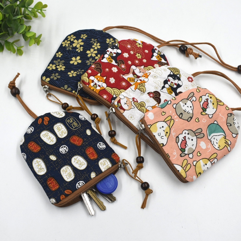 Handmade ผ ้ า Drawstring Key กรณีสาวดึงออก Creative Key เหรียญกระเป ๋ ารถรีโมทคอนโทรลซิปป ้ องกันกรณี