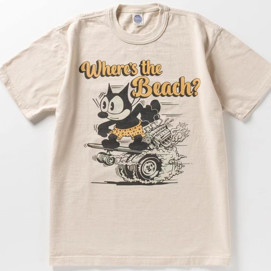 ( เสื ้ อยืดแมว FELIX FELIX FELIX เสื ้ อยืดแมว MCCOY American Retro Ami Khaki FELIX FELIX