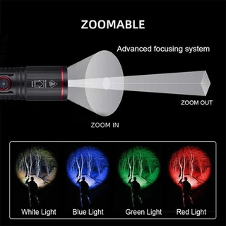 Alonefire SV96 มัลติฟังก์ชั่น 4 in 1 Zoomable High Power ไฟฉาย LED RGB USB ชาร์จการถ่ายภาพไฟฉาย