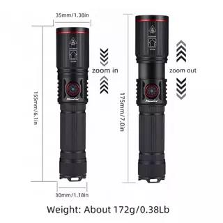 Alonefire SV96 มัลติฟังก์ชั่น 4 in 1 Zoomable High Power ไฟฉาย LED RGB USB ชาร์จการถ่ายภาพไฟฉาย
