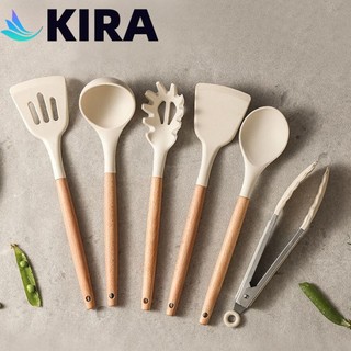 KIRA 3/6PCS Beige Silicone Kitchen Utensils Set Kitchenwares Non Stick Pan Shovel Cooking Utensils