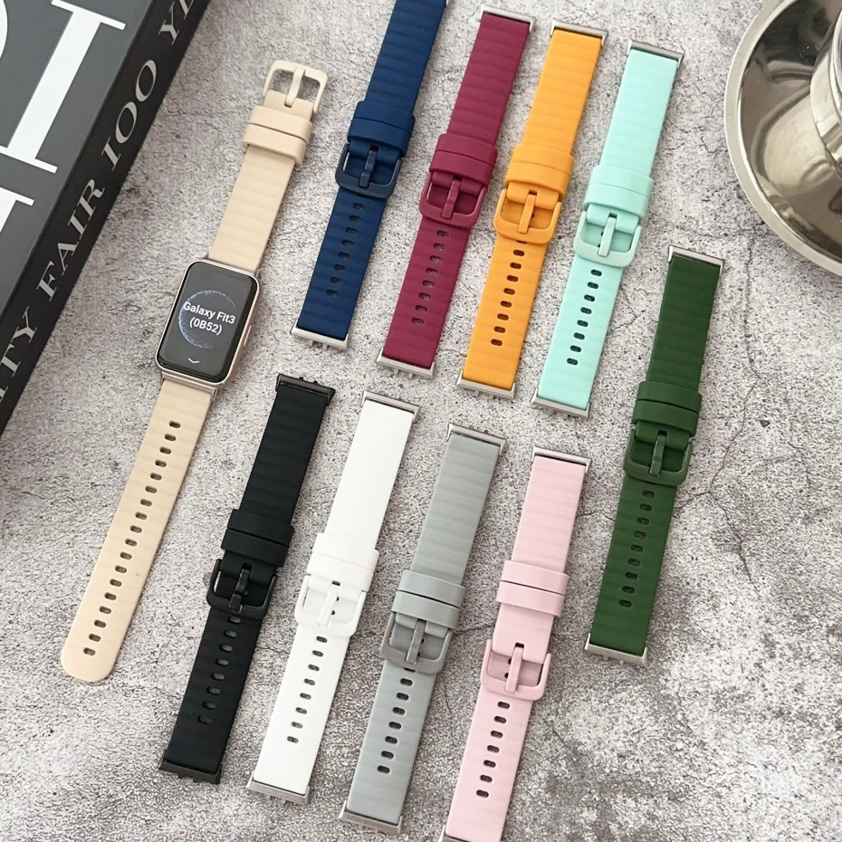 Silicone Wavy Strap Compatible For Samsung Galaxy Fit 3 สาย Watch Bracelet Replacement Sports Samsun