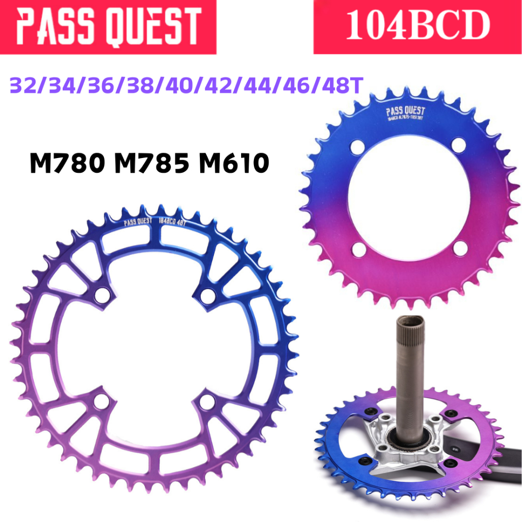 Pass QUEST 104BCD MTB จักรยานเสือภูเขาจักรยานแคบกว้างเฟืองโซ่ 32T 36T 40T 42T 46T 48T จักรยาน Chainring แคบ Widechainwheel สําหรับ Sram M780 M785 M610 X5 X7 ขี่จักรยานอะไหล่