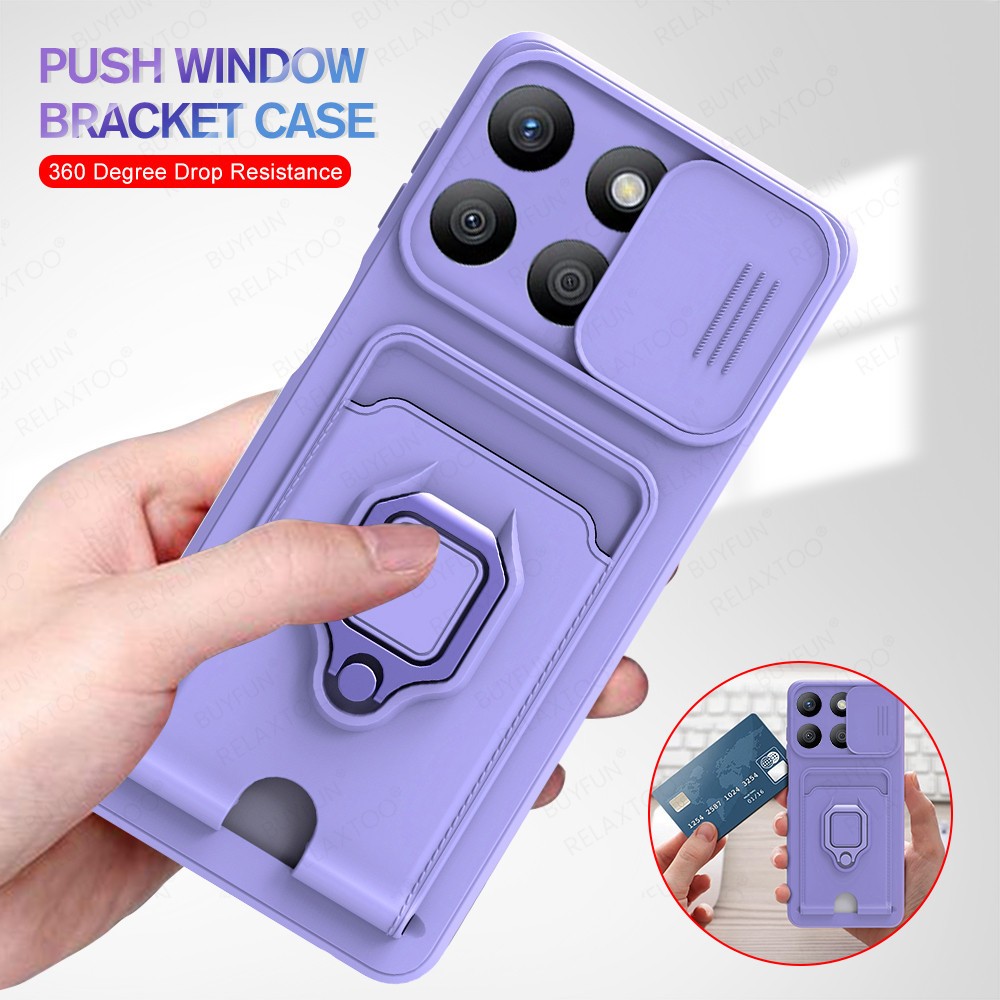 Push Camera Protector Soft Silicon Cover สําหรับ honor x8b 2024 กรณีรถแม่เหล็กช่องใส่การ์ดนุ่ม honor