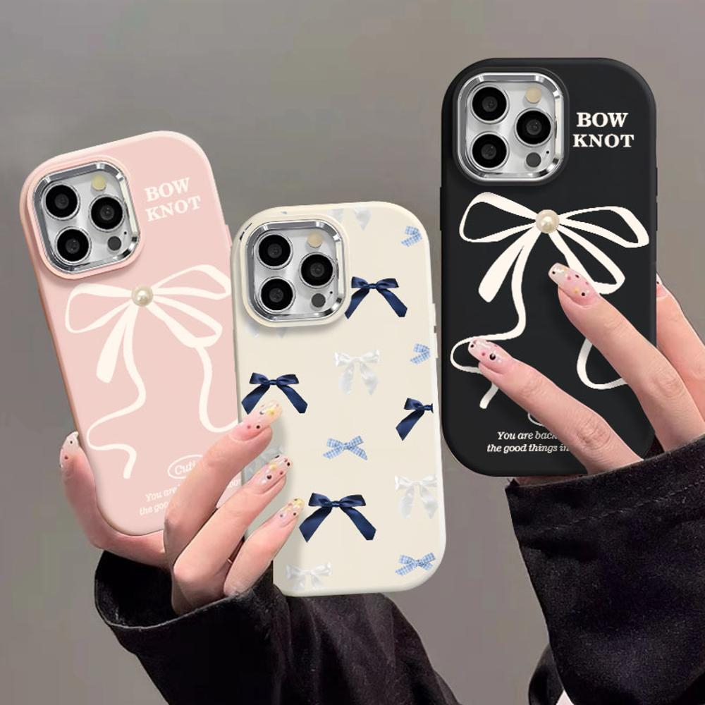 Mowin - สำหรับ iPhone 15 Pro Max iPhone 11 กรณีไฟฟ้าหรูหราซิลิโคนอ่อนนุ่มถุงลมกันกระแทก โบว์ที่สวยงาม เข้ากันได้กับ iPhone 14 13 12 11 XS XR 7Plus 8Plus