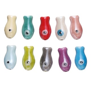 เซนต์. คunkka 5ชิ้น10 * 20มิลลิเมตรน่ารักลูกปัดปลาเซรามิกสาม…