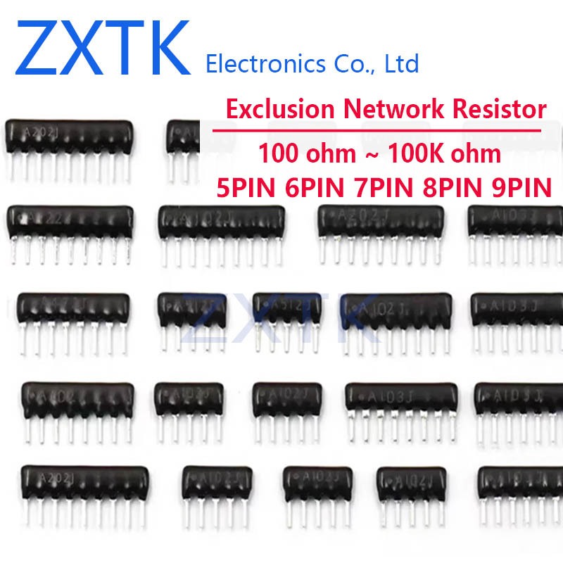 10pcs 5PIN 6PIN 7PIN 8PIN 9PIN excusion Network Resistor Arเรย์ DIP 100 220 330 470 510 1K 1.2K 1.5K