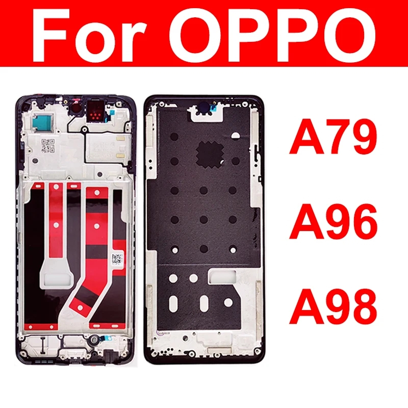 กรอบด้านหน้า LCD สําหรับ OPPO A79 A96 A98 4G 5G ด้านหน้าหน้าจอ LCD ฝาครอบด้านหน้า LCD ผู้ถือกรณีอะไห