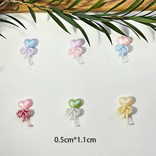 Rou Bao 50 ชิ้นเล็บที่มีสีสันโบว์ริบบิ้นหัวใจผสม Girly ความงามผสมเรซิ่นเล็บ Art DIY Charms ตกแต่ง