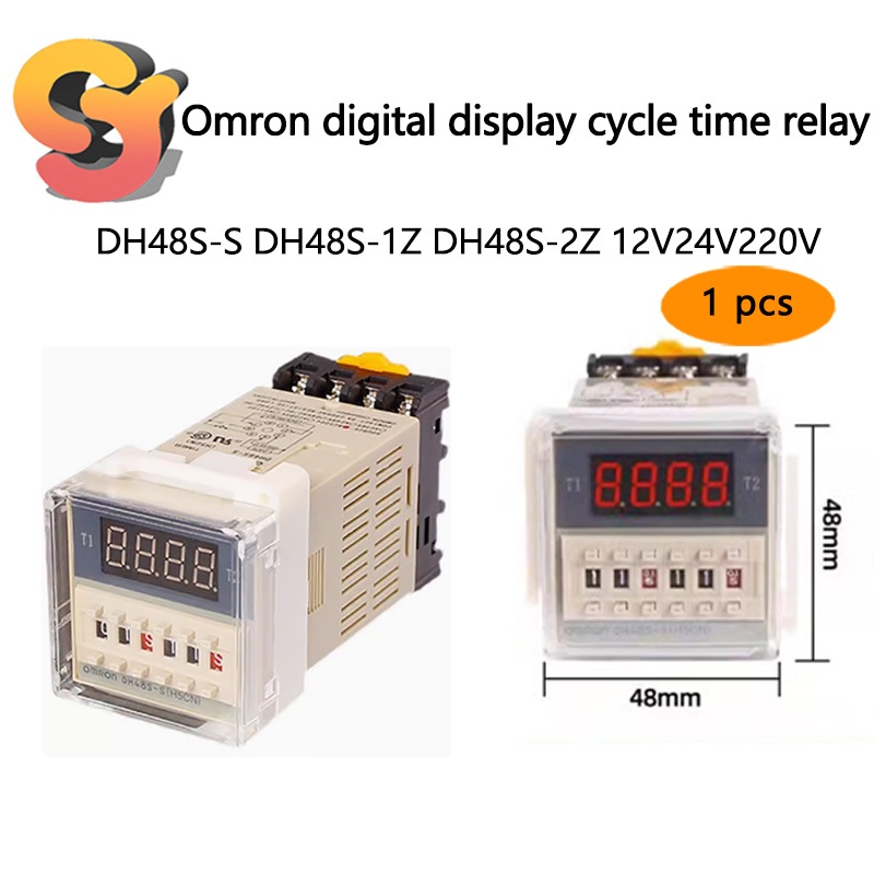 [ คลังสินค ้ าพร ้ อม ] 1 ชิ ้ น Omron Digital Display Cycle Time Relay DH48S-S DH48S-1Z DH48S-2Z 12V24V220V Digital Display Time Relay