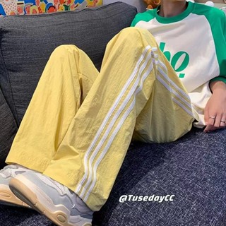 NZN โดปามีนเกาหลีสามบาร์ประกบกางเกงขากว้างเอวสูงลําลอง