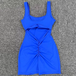 TopSports ยุโรปอเมริกันเสื้อผ้าโยคะ Quick-Drying Nude กีฬา Jumpsuit ชิ้นเดียว V-Shaped Hollow กลับเอววิ่งฟิตเนสเสื้อผ้ากระชับสวยกลับเต้นรํา