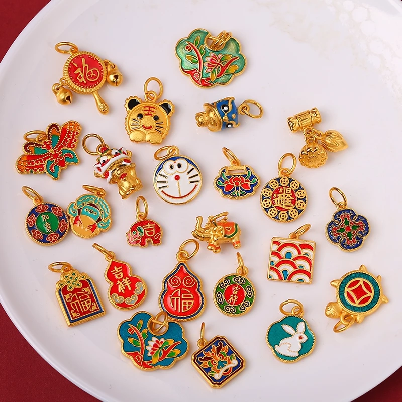 จี้สร้อยคอสร้อยข้อมือ DIY เคลือบสีโบราณ ทรงน้ำเต้า สมปรารถนา ดอกบัว thumbnail 8