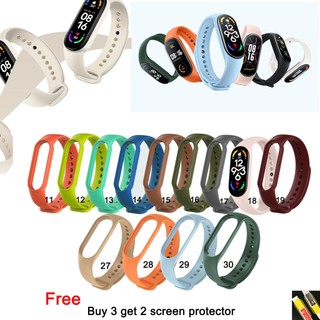 สายนาฬิกา Miband 7 6 5 4 3 ซิลิโคน สีสันสดใส TPU สำหรับ Xiaomi Mi Band 3 4
