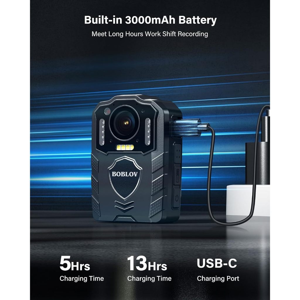 ออกใหม่ BOBLOV KJ25 1080p กล้องวิดีโอ, 3000mAh รองรับการบันทึก 12 ชม., กล้องร่างกายให้การมองเห็นได้ในเวลากลางคืน, เดินป่า, เดิน, การบริหารกฎหมาย, และเดินสัตว์เลี้ยง Vlogging