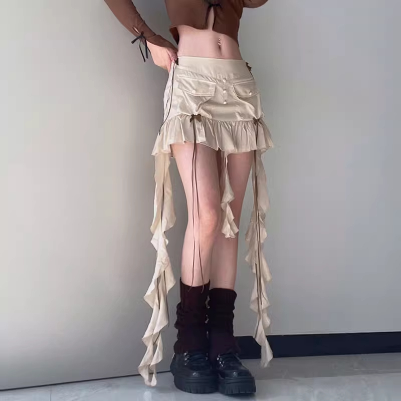 Suitcute กระโปรงสั้น ประดับโบว์ เข้ารูป พร้อมซับใน สําหรับผู้หญิง