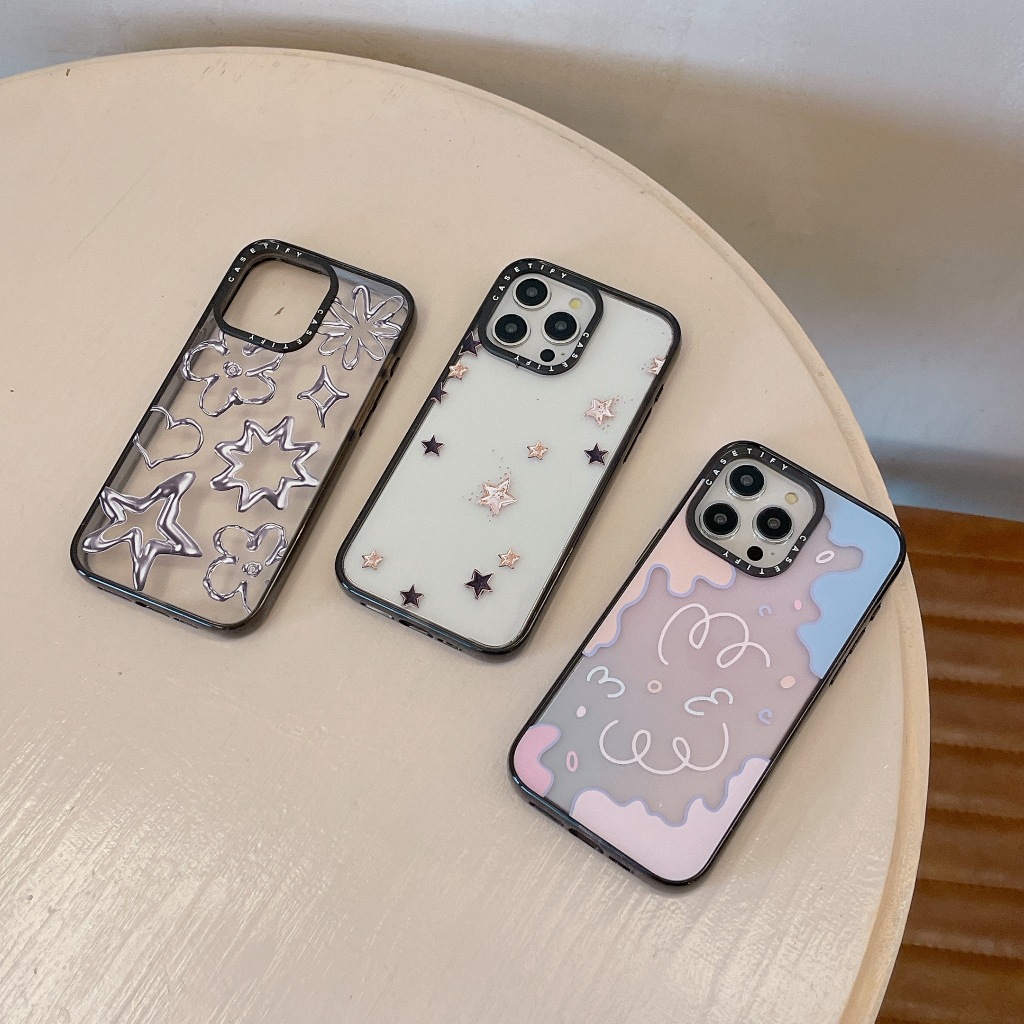 Chrome Doodles,Pastel Gradient CT ใหม่อะคริลิคเคสป้องกันการกระแทกสําหรับ iphone12 13 14 15 16 plus promax เคสป้องกัน