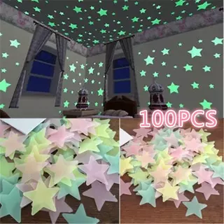 100 ชิ้นเรืองแสงใน Dark ดาวสติกเกอร์สําหรับเพดานเด็กตกแต่งผนัง Dreamy ฤดูหนาว Nightscape