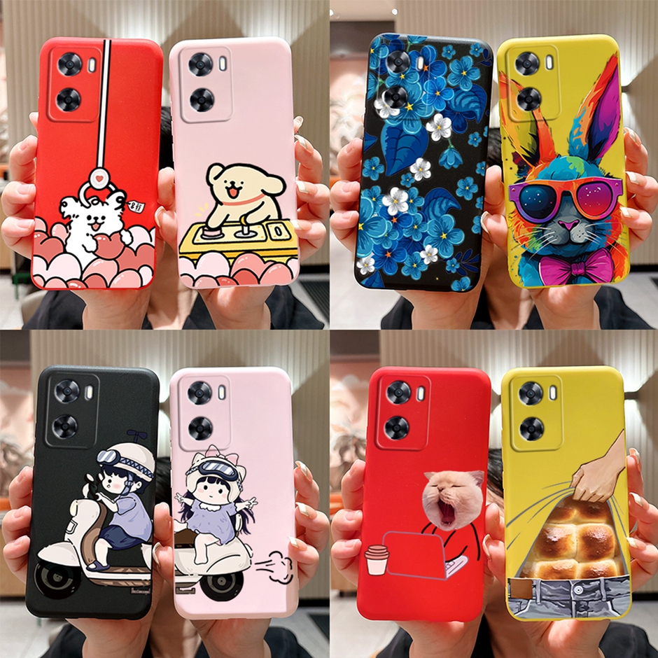 สําหรับoppo A57 4G CPH2387 A57 5G PFTM20 เคสโทรศัพท์A77 A57Sแฟชั่นพิมพ์การ์ตูนSoft TPUซิลิโคนMatteปกหลังOPPOA57 2022 ปลอก
