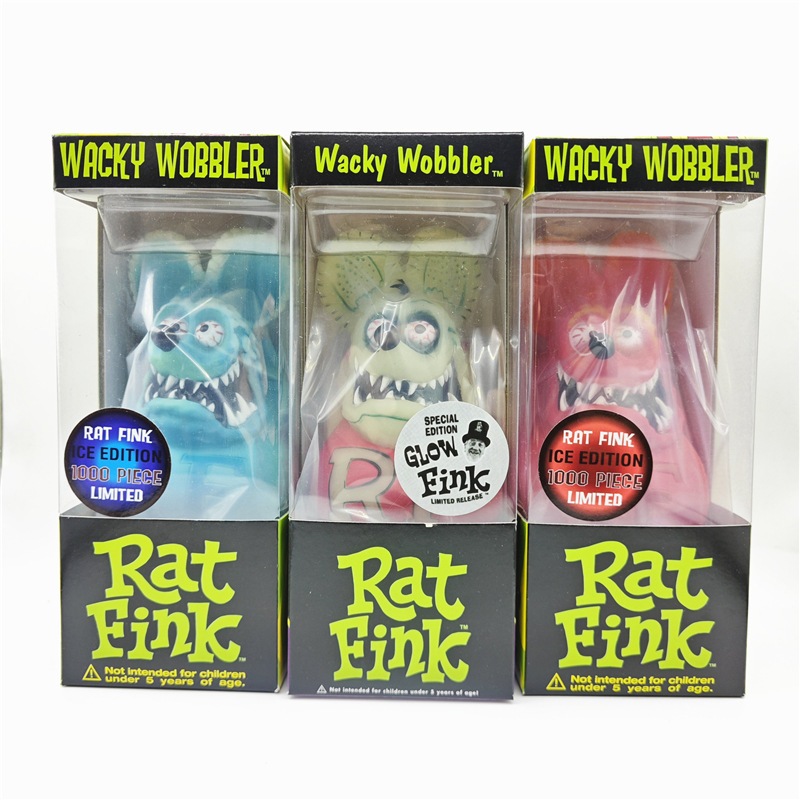 3 สไตล์ Tales of the Rat Fink ตัวเลขการ์ตูน Crazy Mouse Ratfink ชนิดบรรจุกล่องตุ๊กตารถตกแต่งบ้าน PVC ตัวเลขการกระทําของเล่นเดสก์ท็อป